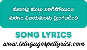 Maranapu Mullu Virigipoyindi Song Lyrics | Telugu Christian Easter Song